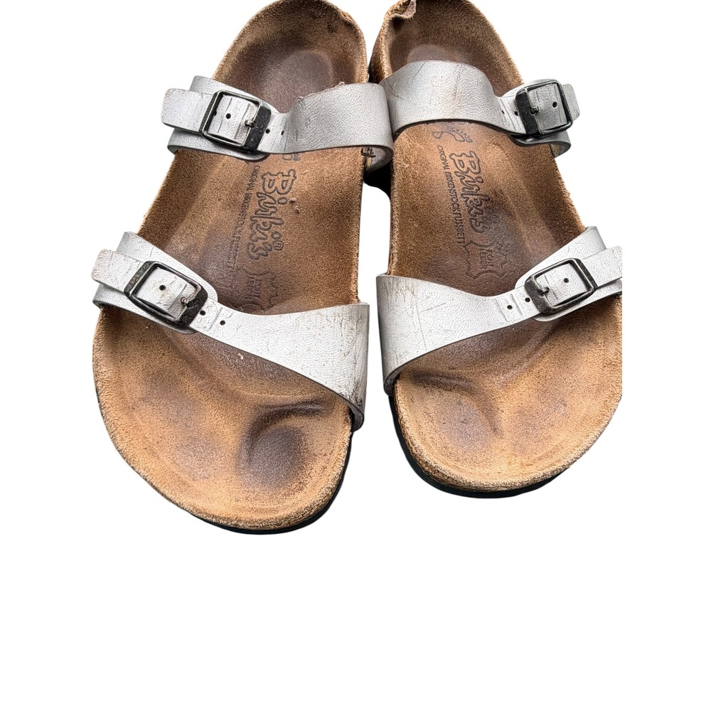Birki's by Birkenstock Silver Metallic Two Strap Sandals EU 40 US Women 9-9.5